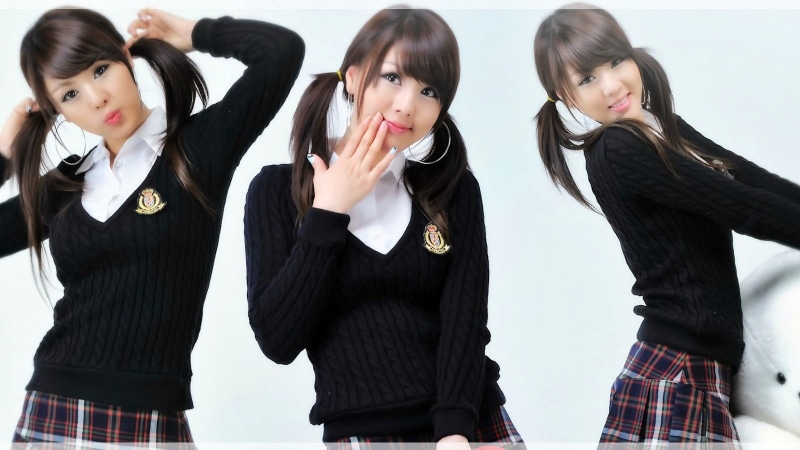 Korean, collage, 720P, brunette, model, Hwang Mi Hee, schoolgirl, Asian, school uniform