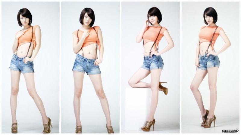 women, Jean Shorts, 1080P, brunette, Hwang Mi Hee, model, Asian