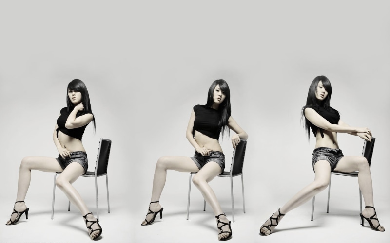 beauty, women, adult, portrait, young women, high heels, shoe, people, black color, indoors, korean, full length, hairstyle, fashion, sitting, seat, Hwang Mi Hee