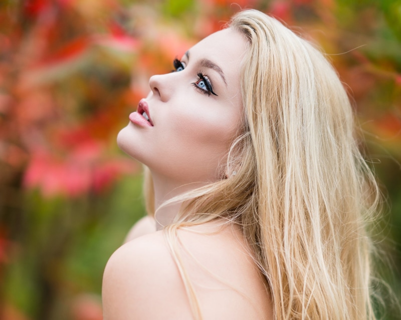eyeliner, blue eyes, face, women, 1080P, depth of field, portrait, blonde