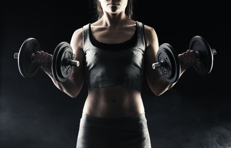 sports Training, human Arm, fitness, body conscious, gym, men, females, sports Clothing, caucasian Ethnicity, action, human Abdomen, pair, dumbbells, one Person