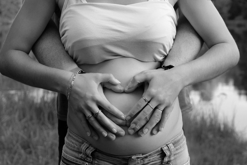 positive emotion, photo, responsibility, heart, hands on stomach, 4K, women, b w photography, close-up, holding, woman, couple - relationship, touching