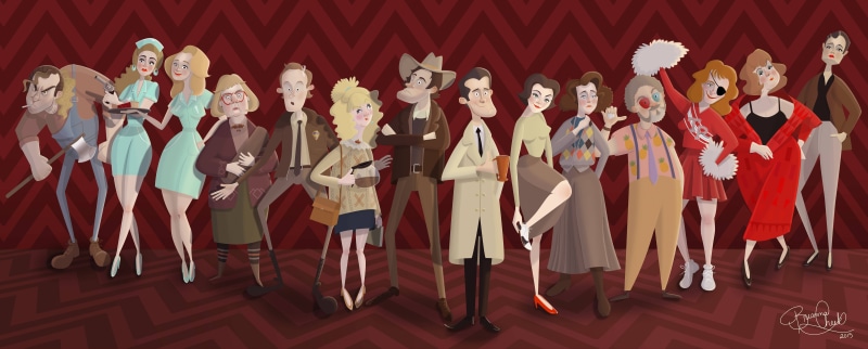 group of people, indoors, costume, teenager, stage, twin peaks, full length, people, standing, smiling, child, men, music, 8K, performance, women, stage - performance space
