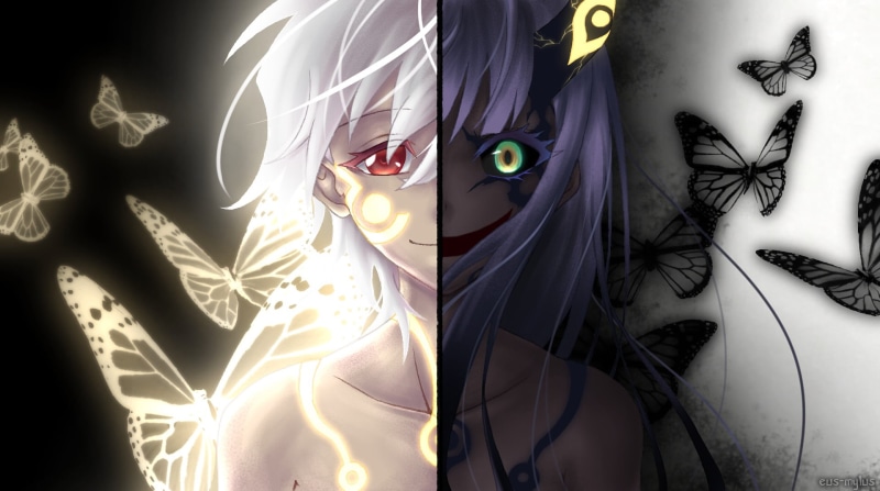front view, character, women, black background, representation, looking at camera, Twin Star Exorcists, indoors, clothing, creativity, art and craft, Anime