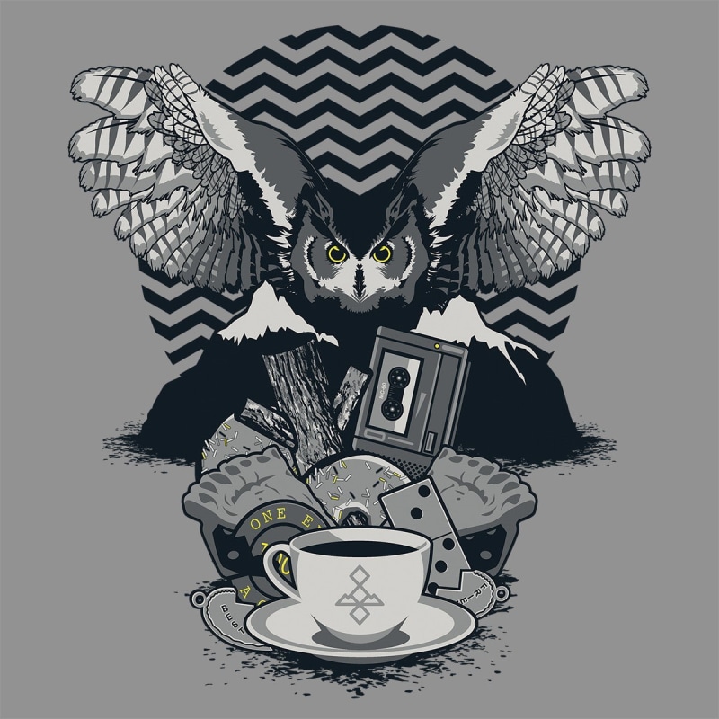 mug, art and craft, twin peaks, pattern, cup, bird of prey, animal representation, indoors, mammal, animal themes, owl, representation, coffee - drink