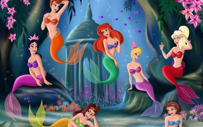 full length, group of people, sisters, human representation, representation, real people, water, 2K, princess, disney, nature, digital composite