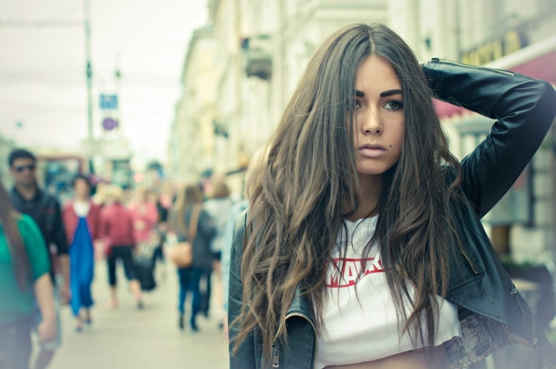adult, portrait, beautiful woman, focus on foreground, face, Diana Melison, outdoors, casual clothing, lifestyles, Aleksandr Mavrin, young adult, city