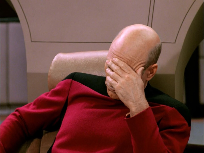 eyes closed, depression - sadness, Star Trek, seat, chair, body part, 720P, one person, Jean-Luc Picard, indoors, adult, sadness, face palm, males, emotion