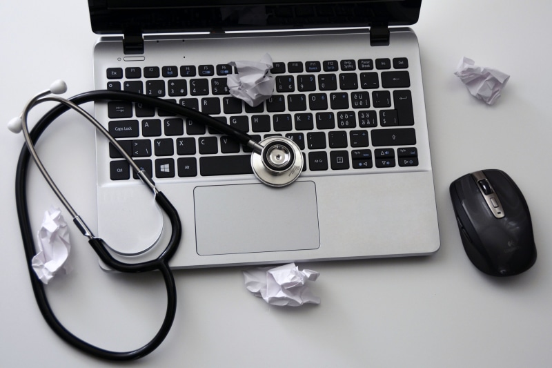 keyboard, high angle view, technology, no people, laptop, medical instrument, internet, keys, home office, 4K, communication, black, computer mouse, indoors