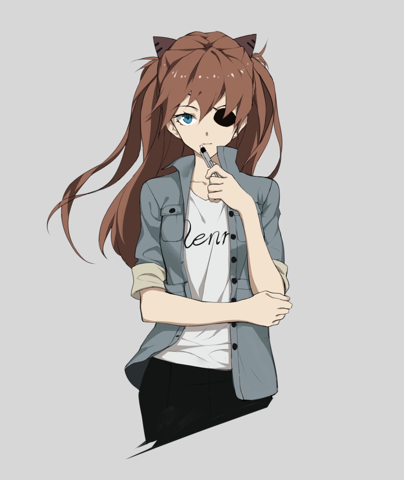 anime girls, finance and economy, adult, one person, Neon Genesis Evangelion, contemplation, cut out, business person, Asuka Langley Soryu, men, studio shot