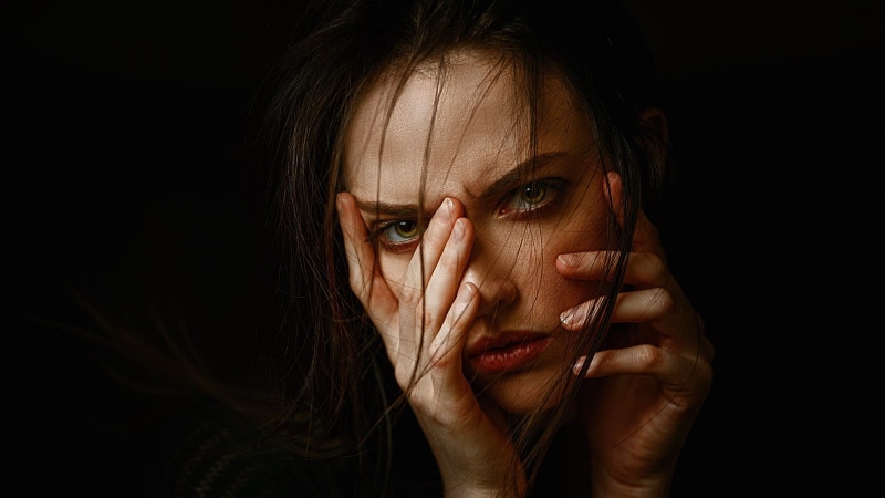body part, mental health, dark, aggression, black background, looking at camera, Georgy Chernyadyev, young adult, 720P, emotion, hopelessness, evil, model