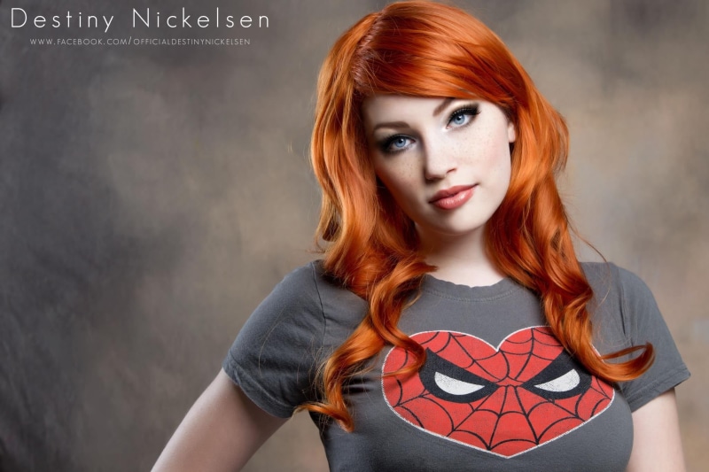 hair, looking at viewer, MaryJane, beautiful woman, nickelsen, destiny, women, beauty, cosplay, casual clothing, Destiny Nickelsen, one person, portrait