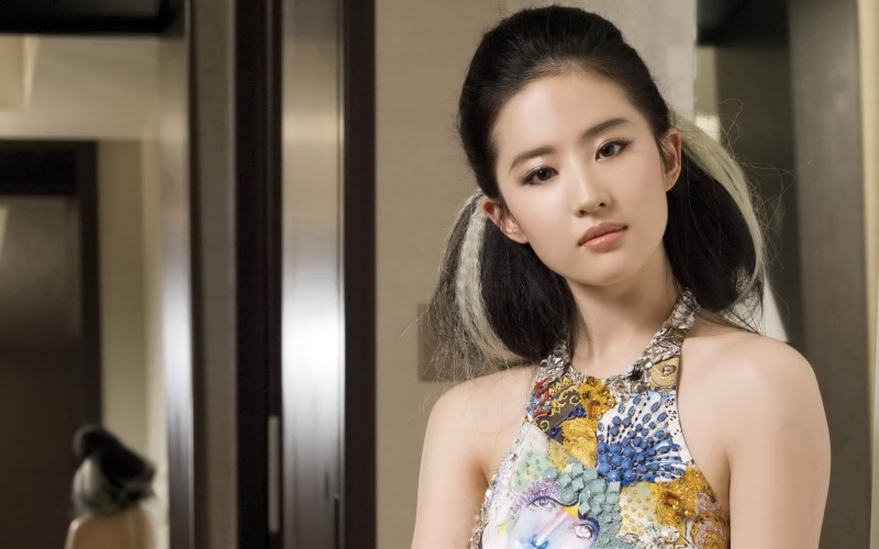 s, 1080P, women, top, floral, yellow, halter, Beauty, Yifei, Liu, white, brown