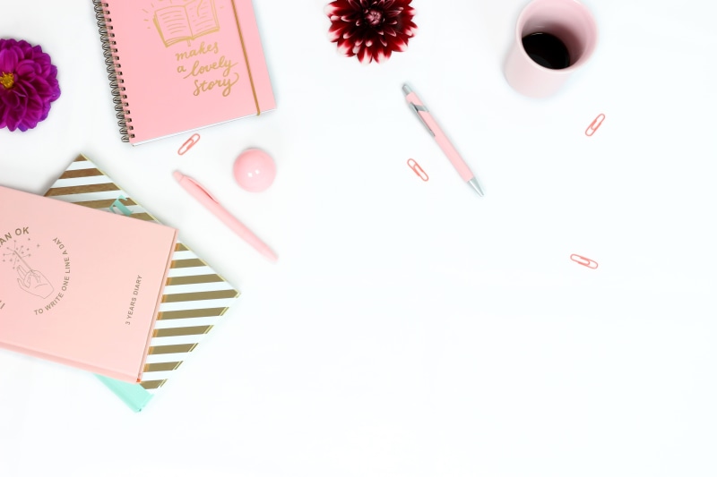 publication, notes, pocketbook, dahlia, text, book, message, gold, pencil, pens, pink paper clip, copy space, notebooks, gold diary, no people, list, striped diary