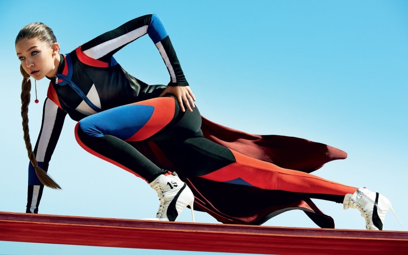 leisure activity, klein, one person, sky, gigi, beauty, three quarter length, sport, nature, day, photo, blue, women, hadid, full length, clear sky