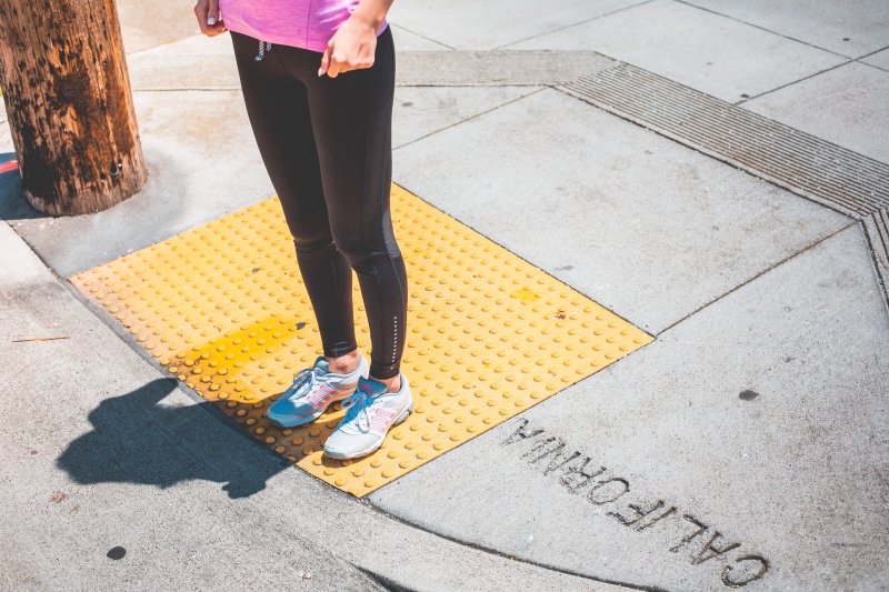 adults only, exercising, street, human Foot, Young, sunny, lifestyles, roads, Female, real people, city Life, fit body, one woman only, sports, woman, active