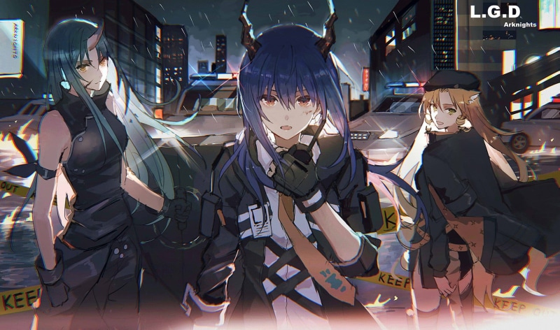 anime, 720P, anime girls, Lococo, Hoshiguma (Arknights), Chen (Arknights), Arknights