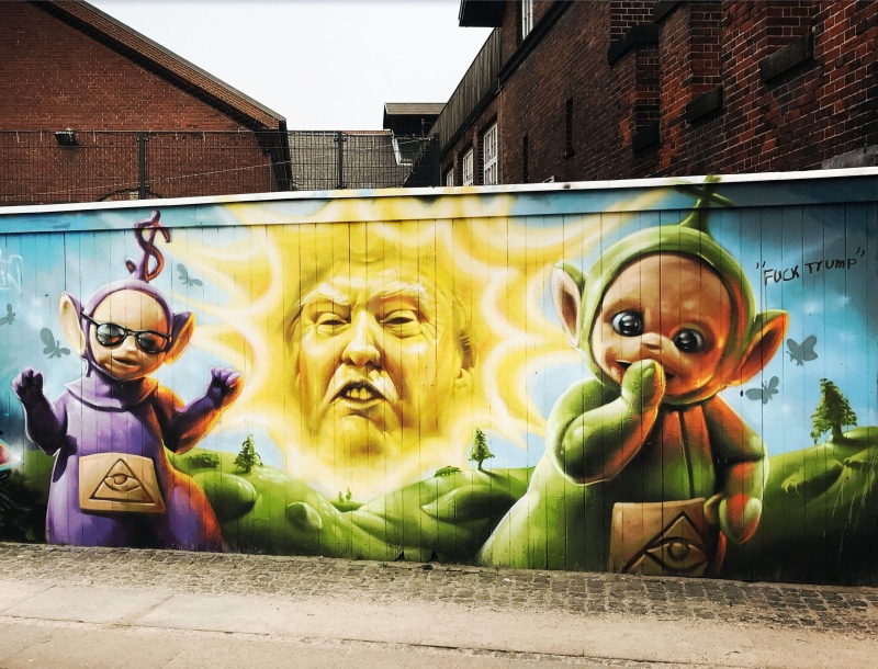 built structure, creativity, streetart, københavn, no people, building exterior, street-art, 2K, outdoors, art, mural, architecture, teletubbies, painting