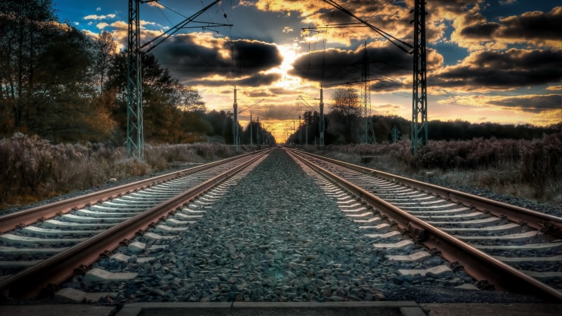 sunset, Germany, 1080P, railway