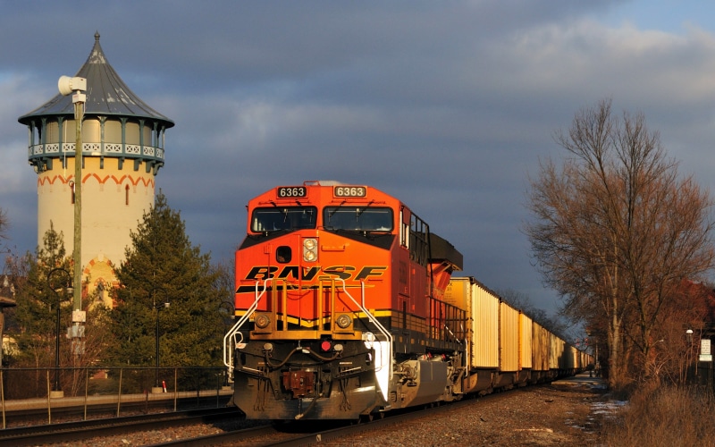 orange color, mode of transportation, rail transportation, sky, concrete, nature, train - vehicle, day, 4K, transportation, no people, black, plant, land vehicle
