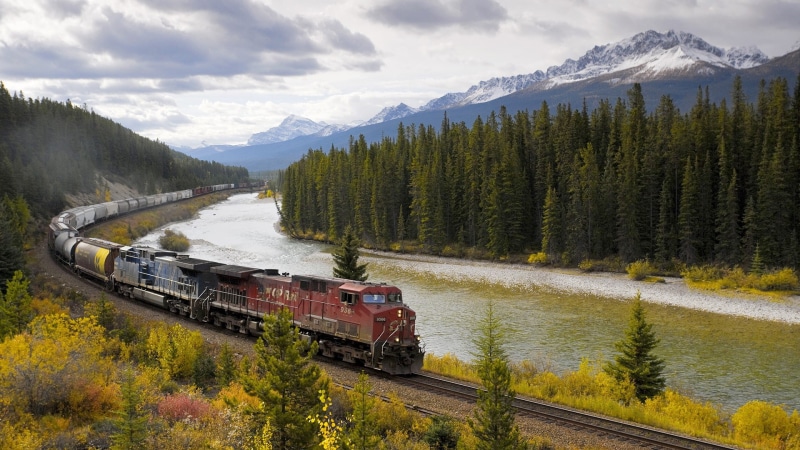 train, 1080P, diesel locomotive, mountains, freight train, river