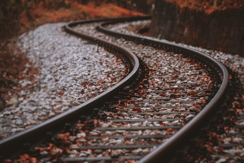 direction, railroad track, solid, rail transportation, path, photography, outdoors, journey, travel, rail, metal, focus, pebble, the way forward, nature