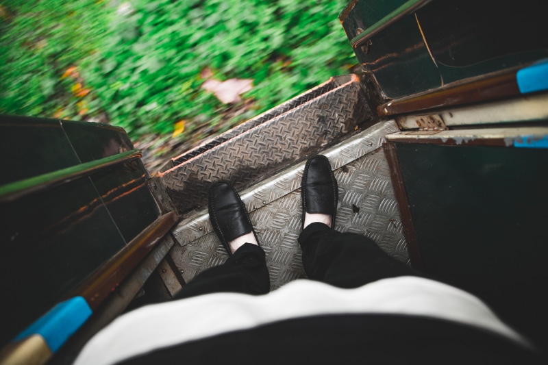 feet on the edge, looking down, vehicle interior, train, on the move, travel, looking, asia, low section, myanmar railways, trip, railway, transport, car