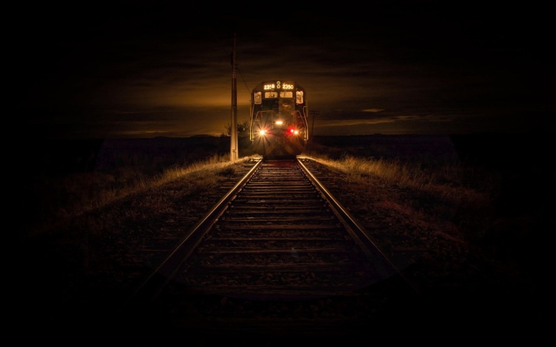 2350, nature, evening, 1080P, lights, train, technology, dry grass, diesel locomotive, railway, Chile, landscape