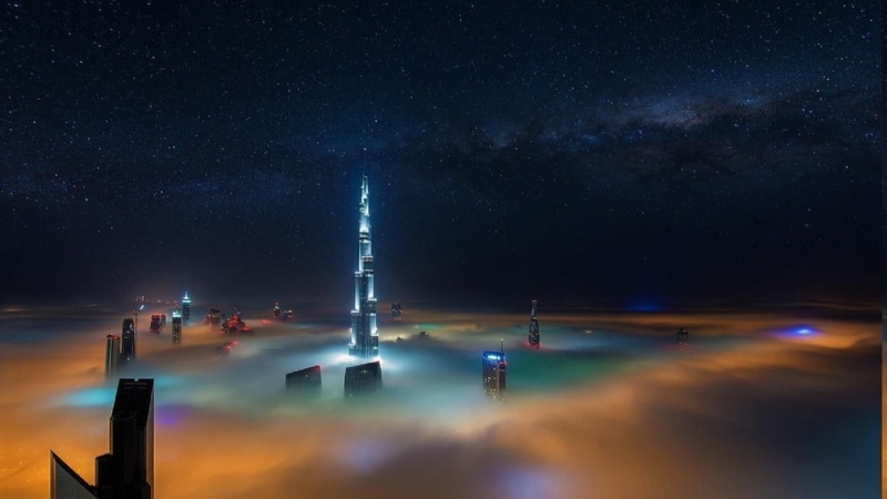 dubai, nature, starry, technology, illuminated, stars, asia, misty, mist, space, cityscape, global communications, astronomy, travel destinations, galaxy