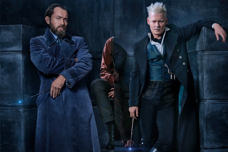 Jude Law, actor, movie, fantastic beasts, 2K, blue, man, fantasy, poster, the crimes of grindelwald, Fantastic Beasts The Crimes of Grindelwald 2018, Johnny