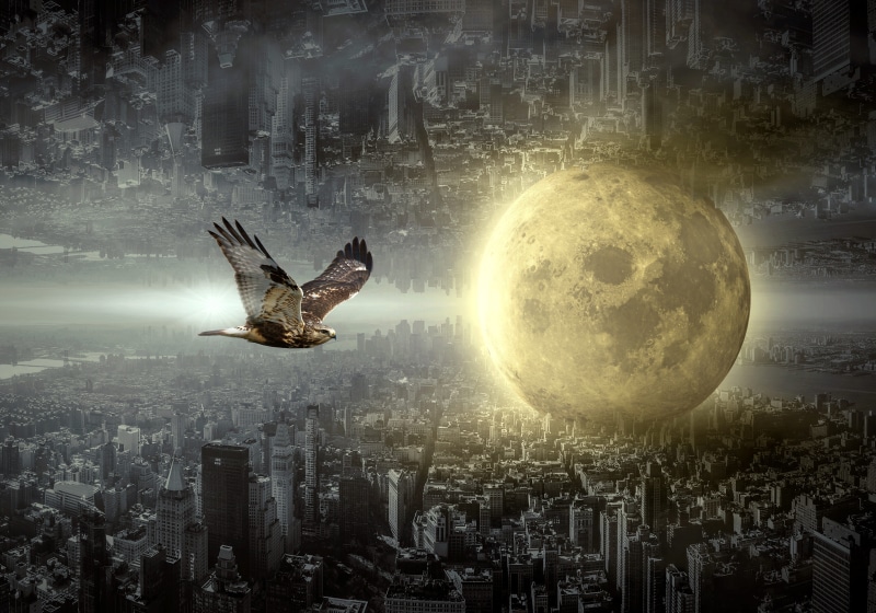 building, gloomy, composing, sunlight, outdoors, digital composite, city, light, mystical, dramatic, photomontage, mood, surreal, skyscraper, mysterious