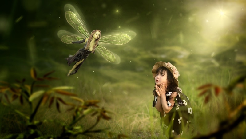 selective focus, insect, mystical, girl, water, animal wing, light, mood, peaceful, animal wildlife, composing, animals in the wild, one person, young adult