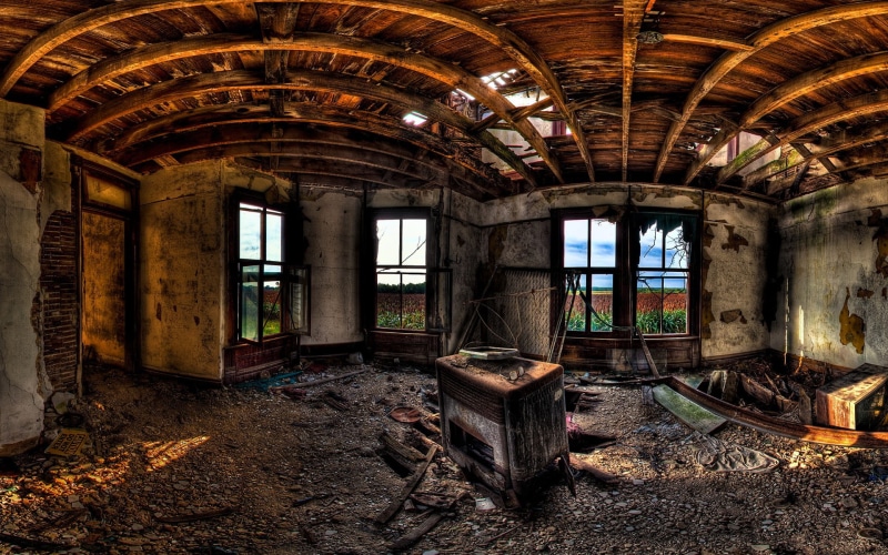 gray, built structure, bad condition, indoors, messy, building, damaged, decline, window, ruined, run-down, destruction, day, house, abandoned, burned
