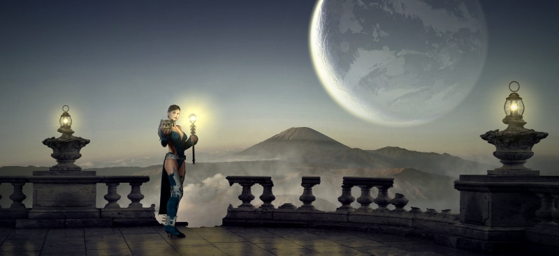 distant view, mountains, digital composite, mysterious, amazone, people, space, composing, mysticism, light, human representation, representation, twilight