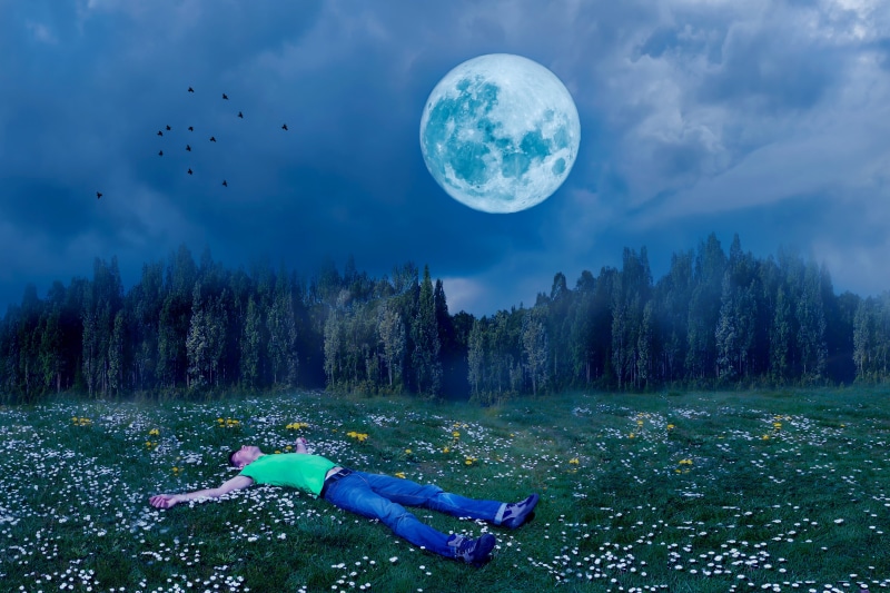 good night, sky, dom, mid-air, fantasy, concerns, composing, relax, sleep, person, cloud - sky, land, field, rest, people, flying, day, full length, digital composite