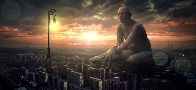 mysterious, building, outdoors, light, built structure, representation, sky, city, religion, architecture, surreal, lens flare, mysticism, magical, weird
