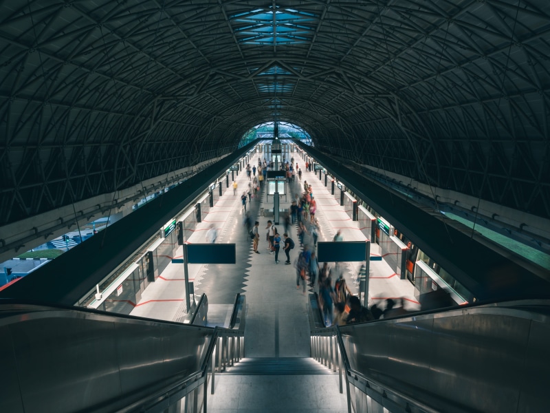 architecture, mode of transportation, travel, large group of people, transportation, real people, train, mrt, long exposure, built structure, 4K, men