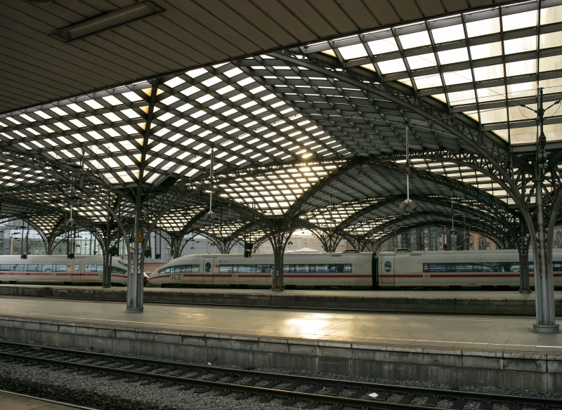 public transportation, indoors, central station, traffic, railway station, train - vehicle, track, no people, passenger train, wait, platform, ceiling