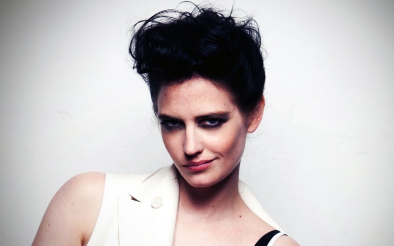 Eva Green, beautiful woman, top, lifestyles, headshot, notched, black hair, looking at camera, adult, women, hair, studio shot, lapel, French actress, front view