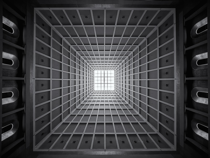 tower, 1080P, concrete, geometric shape, building, architectural feature, shape, repetition, ceiling, design, metal, modern, gray, pattern, built structure