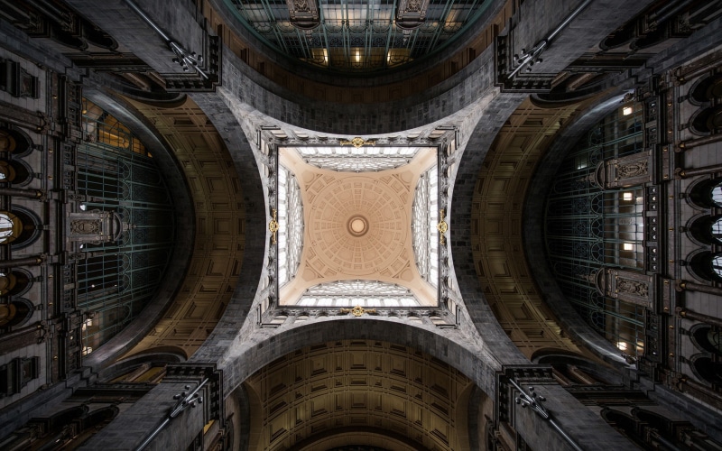 shape, travel destinations, arch, directly below, 1080P, ornate, train station, worms eye view, architecture, cupola, circle, religion, design, place of worship