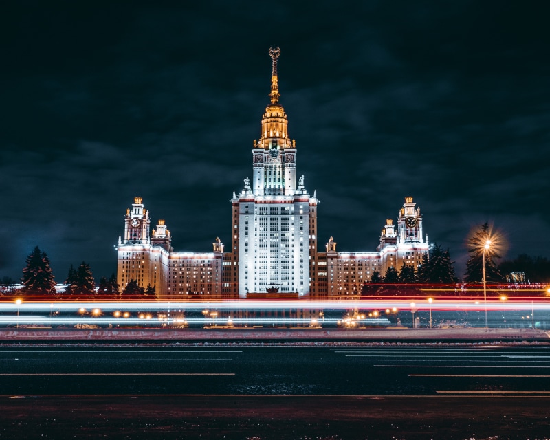 Moscow, 4K, night, Russia, lights