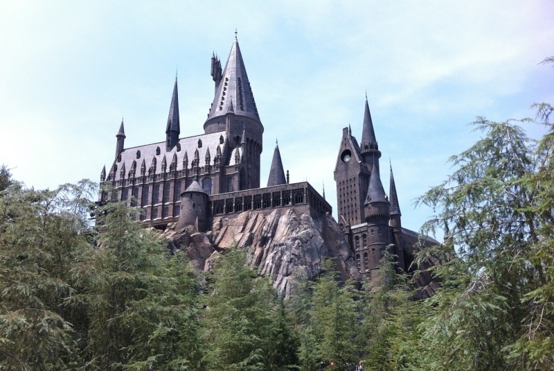 hogwarts, tree, outdoors, orlando, building exterior, island of adventure, spire, place of worship, building, architecture, tower, travel, universal, nature