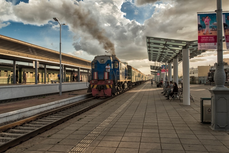 sky, nature, ulaanbaatar station, railroad station, blue, trans continental railway, mode of transportation, building exterior, city, railroad station platform