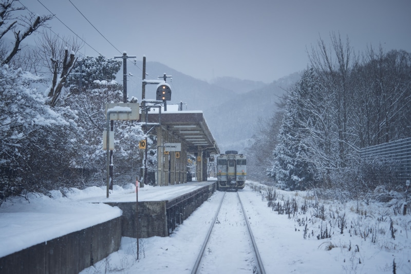 5K, Station, Winter, Railroad, Train, Landscape, Japan