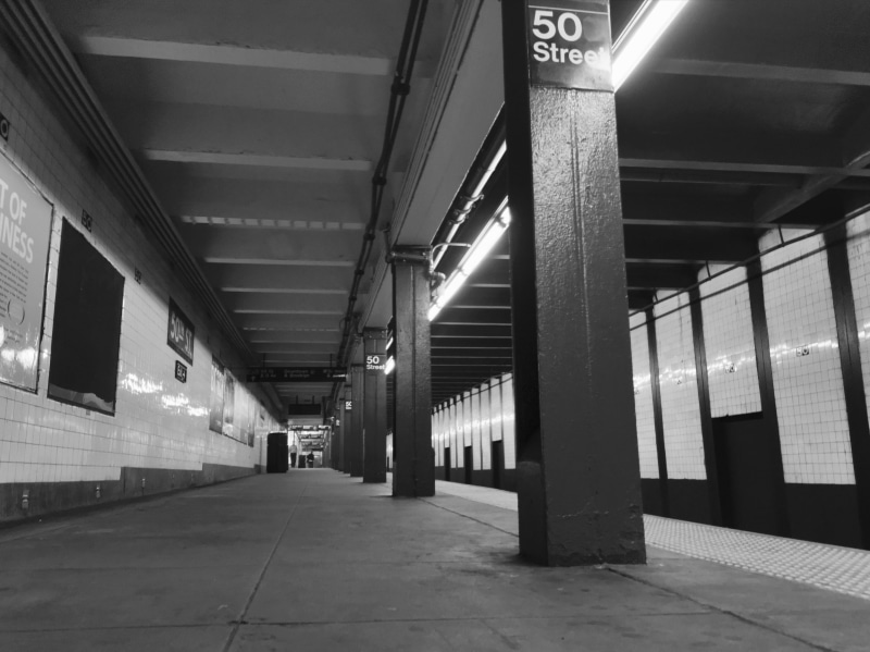 black And White, ny, lighting equipment, transit, communication, architectural column, in a row, diminishing perspective, New York, new york city, street