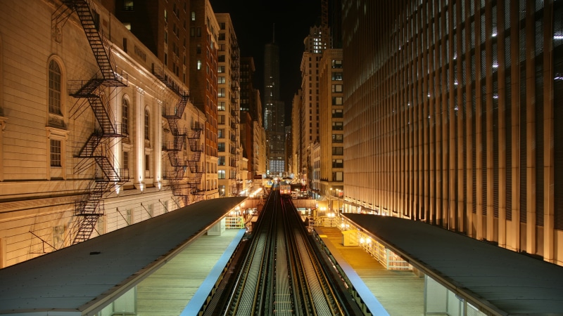 diminishing perspective, railroad track, the way forward, Chicago, mode of transportation, direction, ladder, transportation, black, urban, outdoors, escape