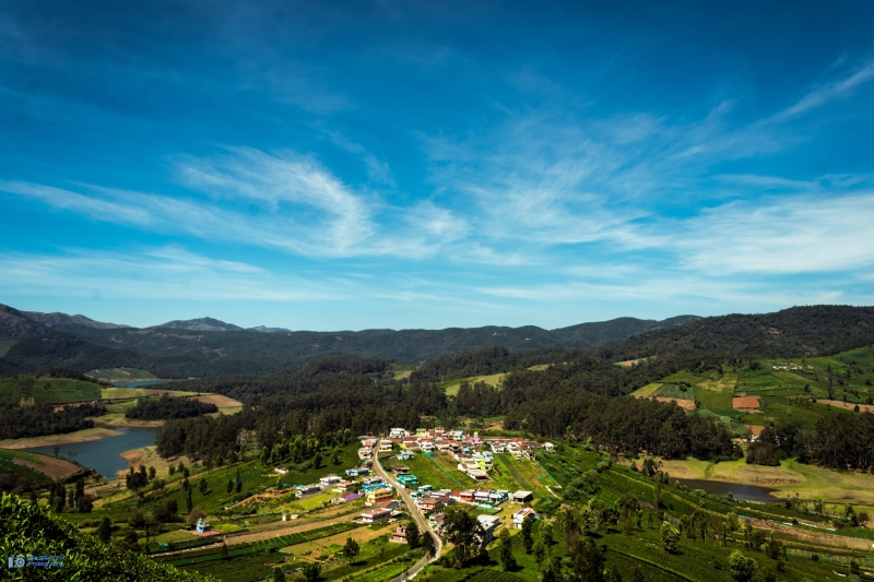 ooty, mountain, blue, scenics - nature, beauty in nature, building, landscape, no people, built structure, green color, cloud - sky, day, environment, india