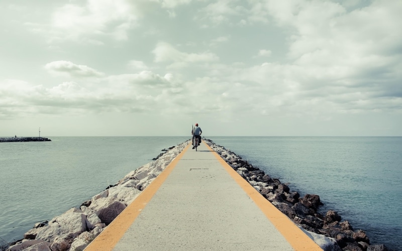 2560x1600, pier, biking, black, bicycle, fisherman, bike, 2K, photography
