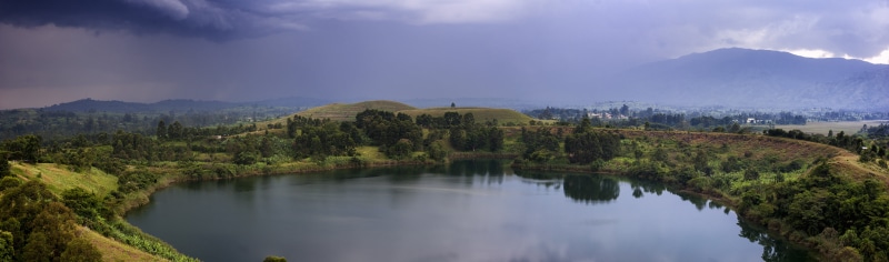 outdoors, dramatic, tropical, water, crater lake, green, rainstorm, cloud - sky, environment, nature, photography, african rain, tree, sky, travel destinations
